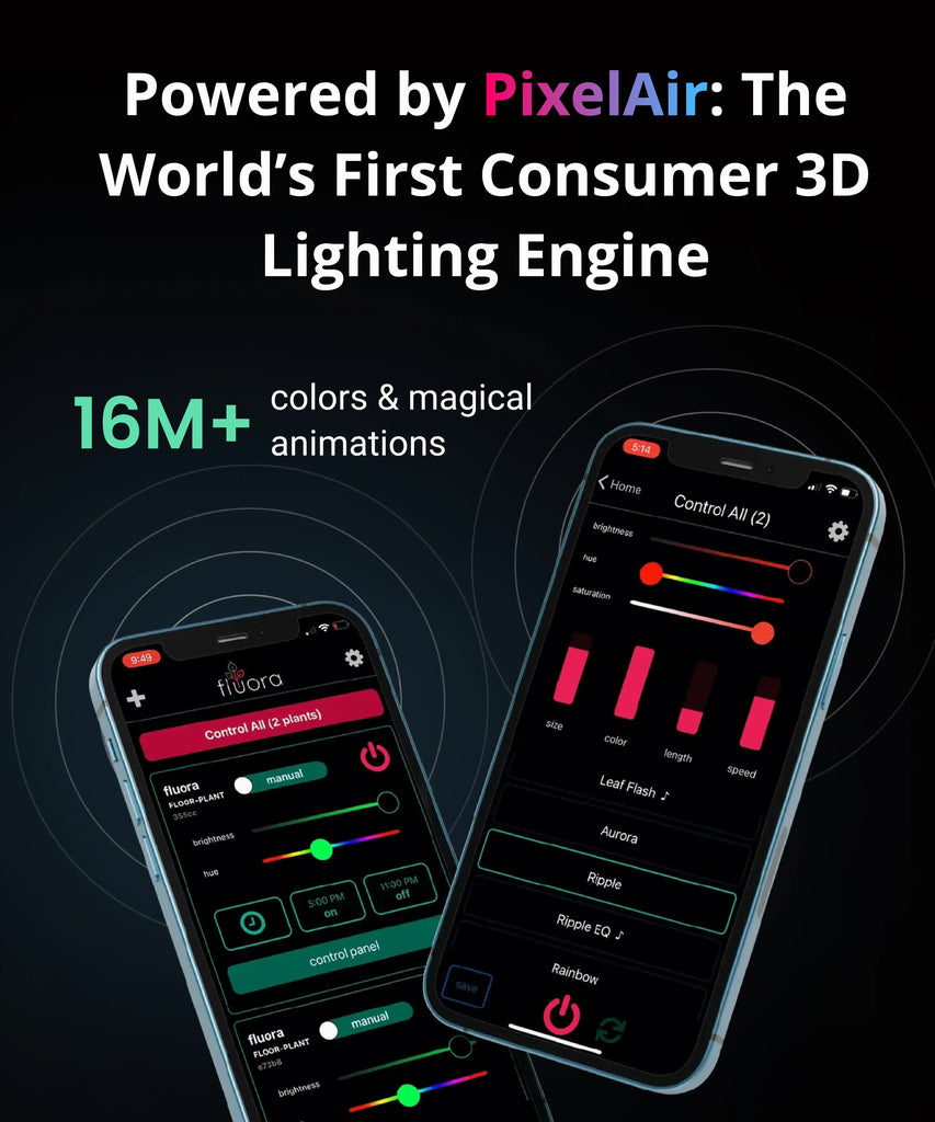 Inside Fluora is a 3D Lighting Engine that can display 16 million colors and magical lighting animations. This is the world's first consumer 3D lighting engine.