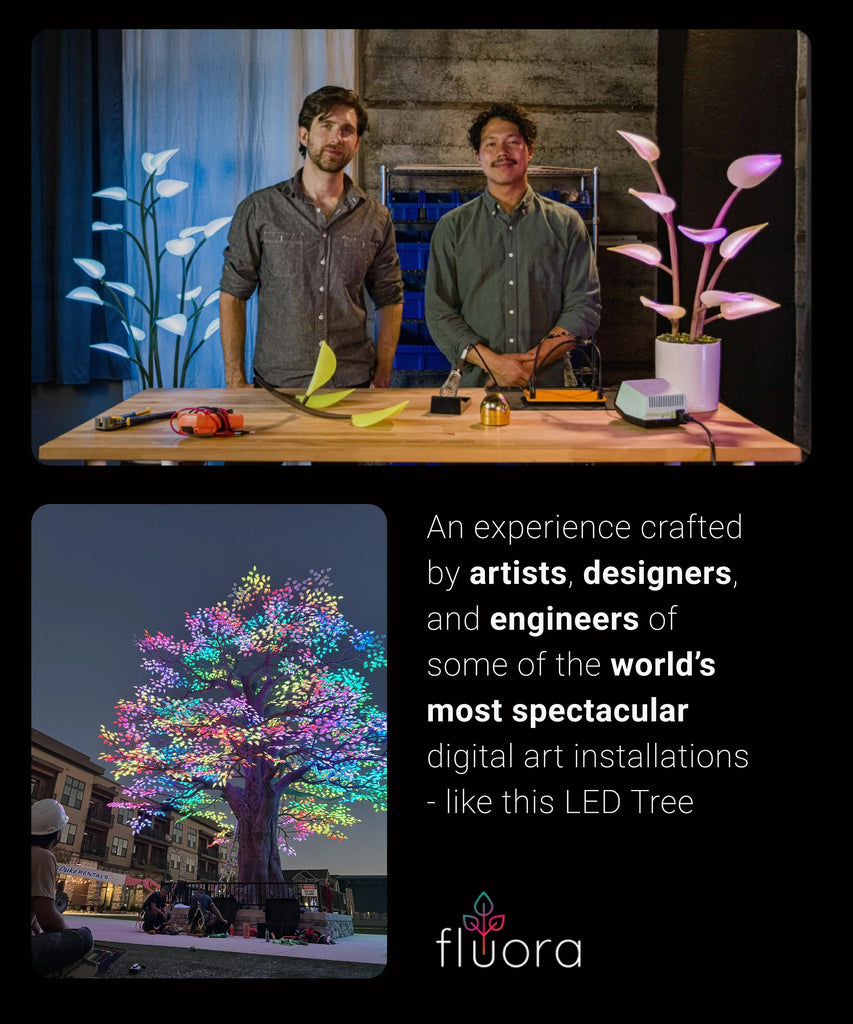 Fluora is an experience crafted by artists, designers of the world's most spectacular art installations, like this massive LED tree